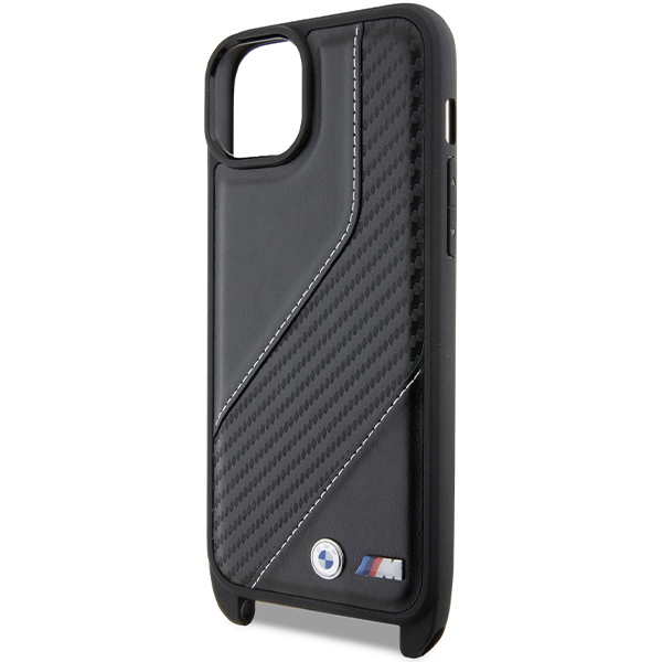 BMW iPhone 15 Plus / 14 Plus Case M Edition Carbon Stripe & Strap, Black