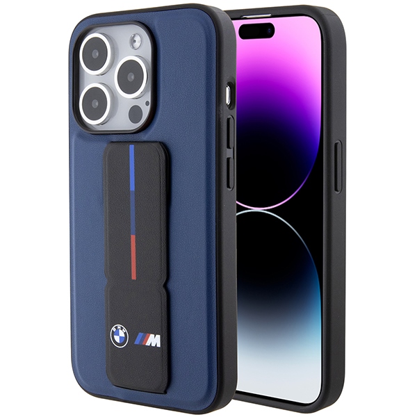 BMW iPhone 15 Pro Case M Grip Stand Bicolor, Navy Blue