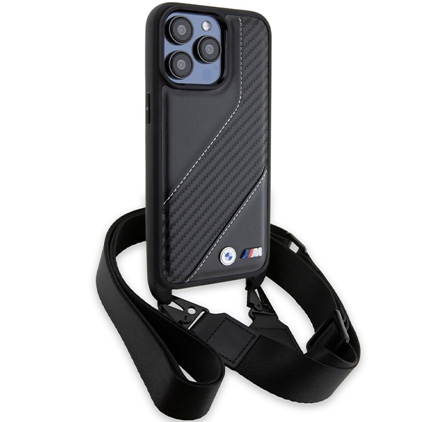 BMW iPhone 15 Pro Case M Edition Carbon Stripe & Strap, Black