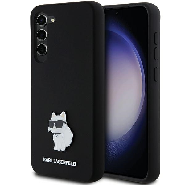 Samsung Galaxy S23+ Plus (SM-S916) Karl Lagerfeld Silicone Choupette Metal Pin Case Cover, Black