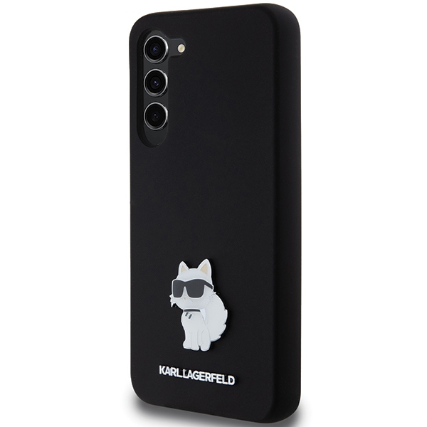 Karl Lagerfeld Samsung Galaxy S23+ vāciņš Silicone Choupette Metal Pin, melns