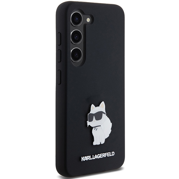 Karl Lagerfeld Samsung Galaxy S23 Case Silicone Choupette Metal Pin, Black