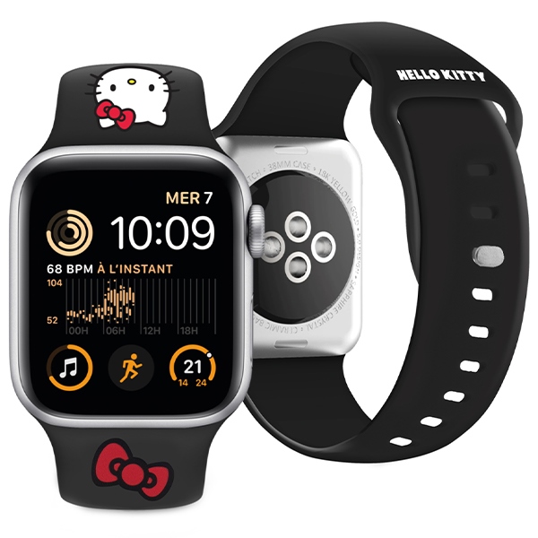 Hello Kitty Apple Watch 42/44/45/49mm Strap Silicone Kitty Head, Black