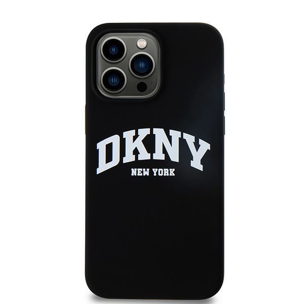 DKNY iPhone 14 Pro Max Case Liquid Silicone White Printed Logo MagSafe, Black