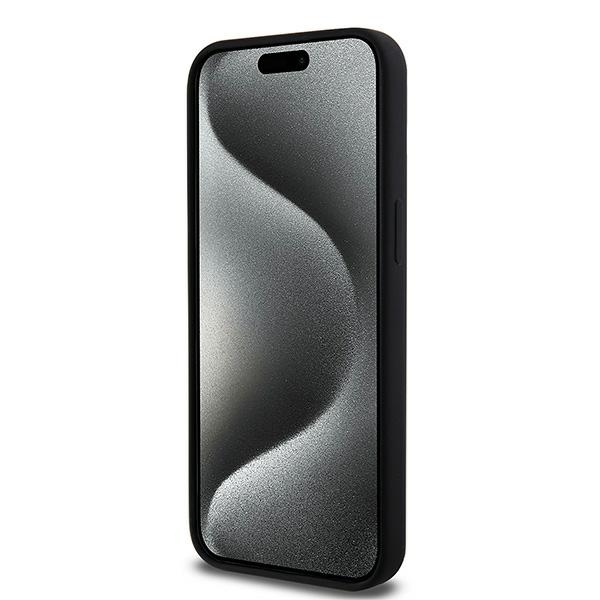 DKNY iPhone 14 Pro Max Case Liquid Silicone White Printed Logo MagSafe, Black