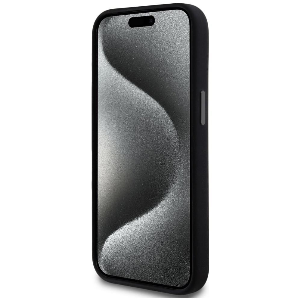 DKNY iPhone 14 / 15 / 13 чехол Liquid Silicone Small Metal Logo MagSafe, черный