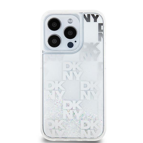DKNY iPhone 15 Pro Case Liquid Glitter Multilogo, Pink
