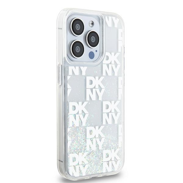 DKNY iPhone 15 Pro Case Liquid Glitter Multilogo, Pink