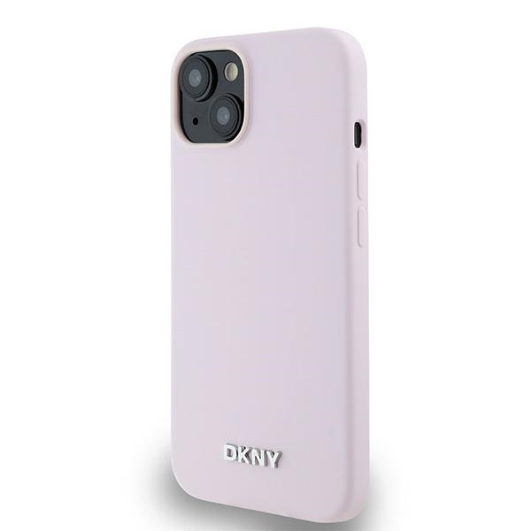 DKNY чехол для iPhone 14 Liquid Silicone Small Metal Logo MagSafe, розовый