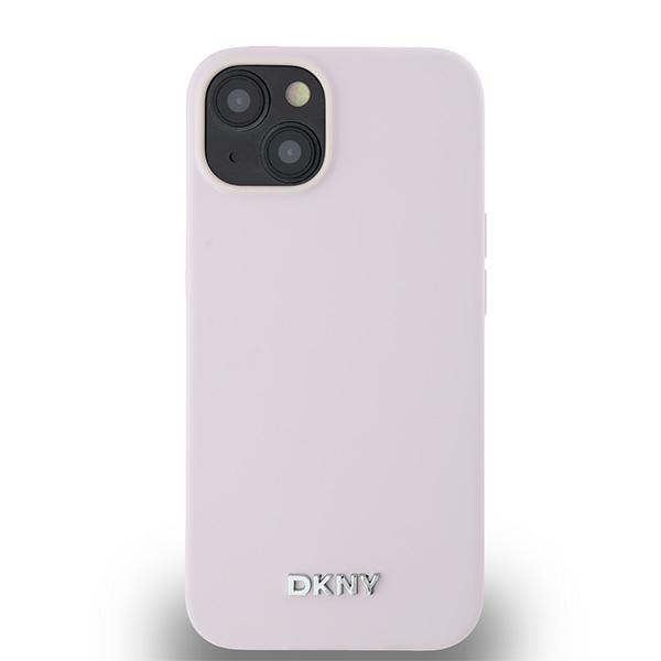 DKNY чехол для iPhone 14 Liquid Silicone Small Metal Logo MagSafe, розовый