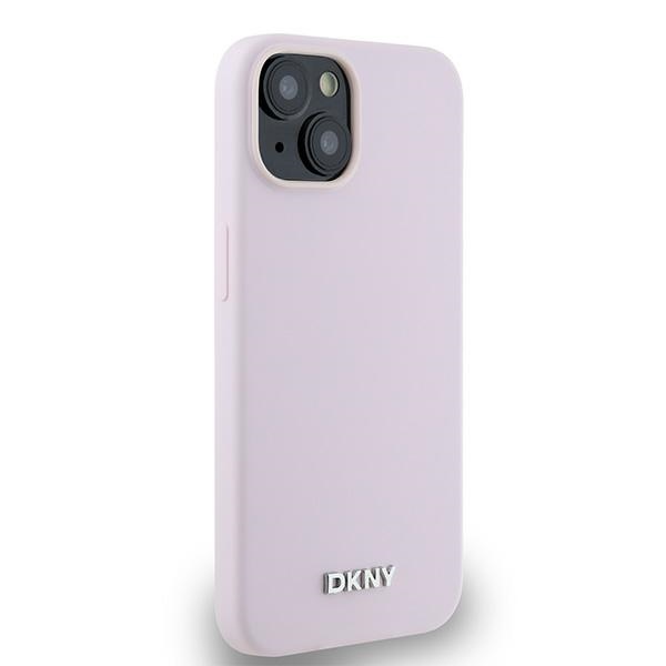 DKNY чехол для iPhone 14 Liquid Silicone Small Metal Logo MagSafe, розовый