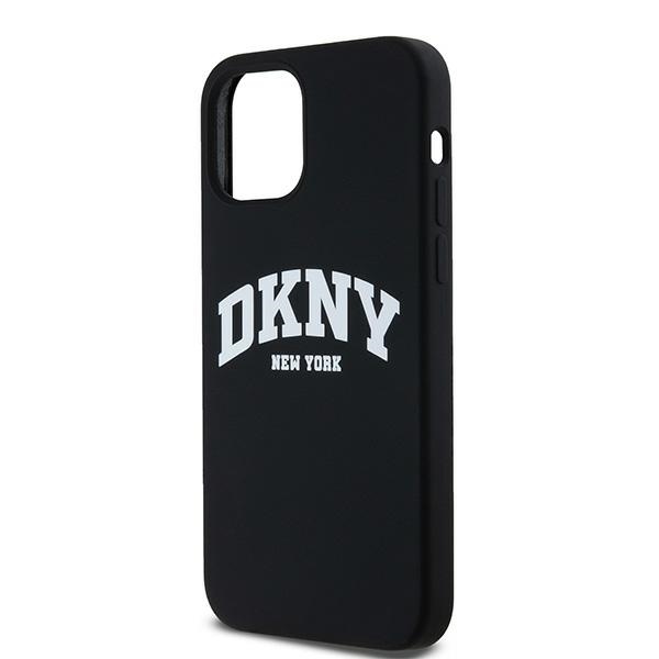 DKNY iPhone 12 / 12 Pro Case Liquid Silicone White Printed Logo MagSafe, Black