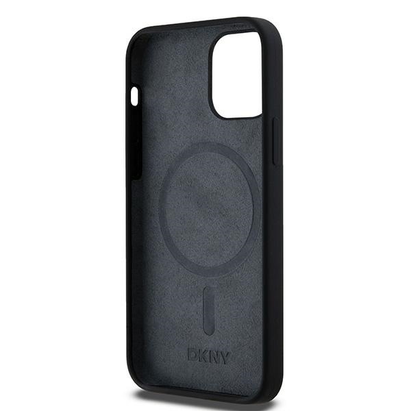 DKNY iPhone 12 / 12 Pro Case Liquid Silicone White Printed Logo MagSafe, Black