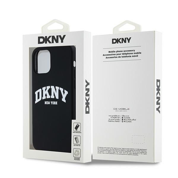 DKNY iPhone 12 / 12 Pro Case Liquid Silicone White Printed Logo MagSafe, Black