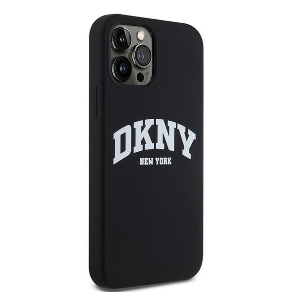 DKNY iPhone 12 / 12 Pro Case Liquid Silicone White Printed Logo MagSafe, Black