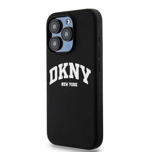 DKNY iPhone 13 / 13 Pro Case Liquid Silicone White Printed Logo MagSafe, Black