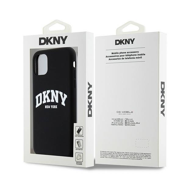 DKNY iPhone 11 / XR Case Liquid Silicone White Printed Logo MagSafe, Black