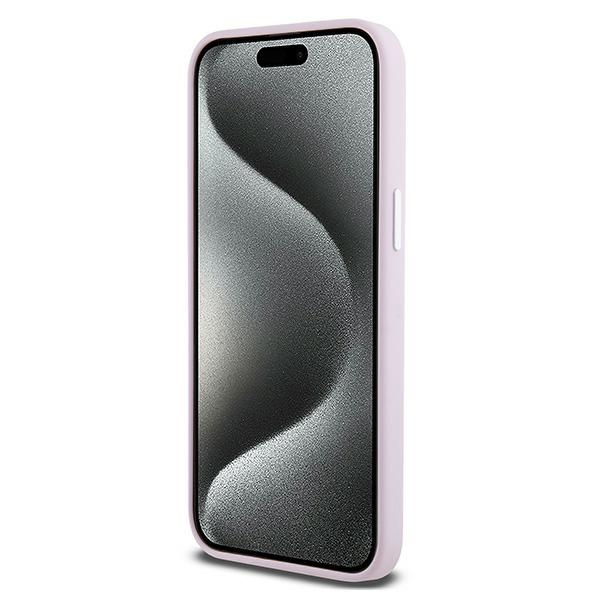 Apple iPhone 15 Pro Max 6.7\'\' DKNY Liquid Silicone Small Metal Logo MagSafe Case Cover, Pink