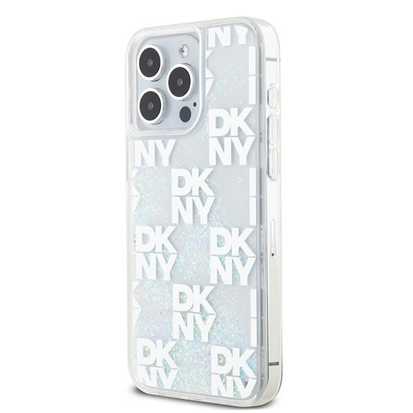 DKNY iPhone 15 Pro Max Case Liquid Glitter Multilogo, White