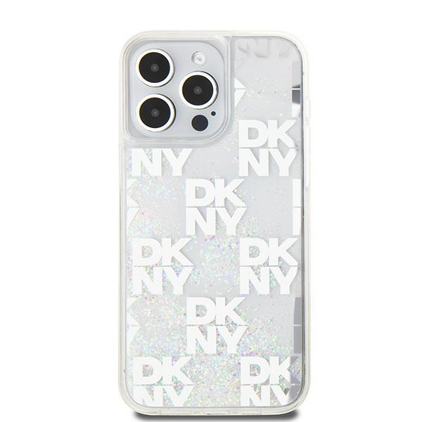 DKNY iPhone 15 Pro Max Case Liquid Glitter Multilogo, White