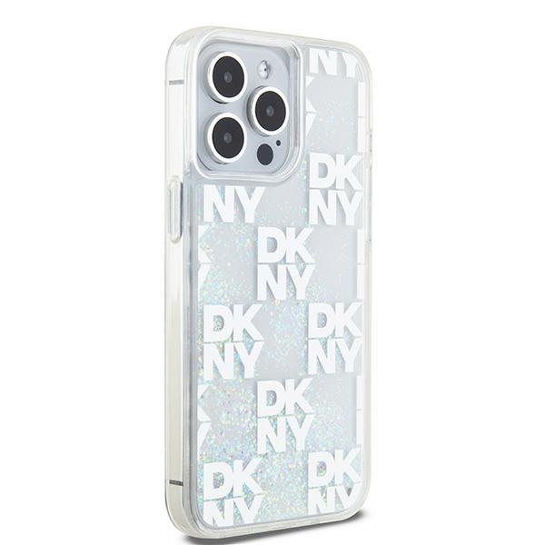 DKNY iPhone 15 Pro Max Case Liquid Glitter Multilogo, White