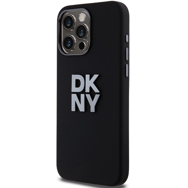 DKNY iPhone 15 Pro Case Liquid Silicone Metal Logo, Black