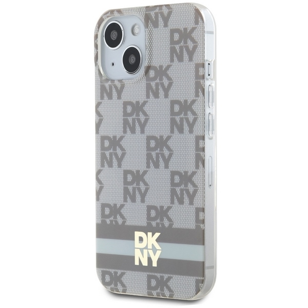 DKNY iPhone 15 / 14 / 13 Case IML Checkered Mono Pattern MagSafe, Beige