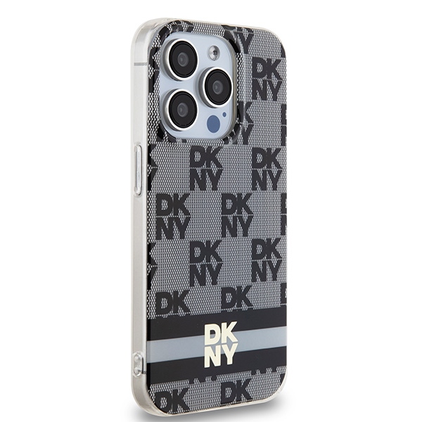 DKNY iPhone 14 Pro Max Case IML Checkered Mono Pattern MagSafe, Black