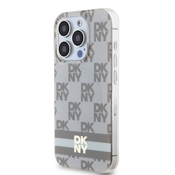 DKNY iPhone 13 Pro Max Case IML Checkered Mono Pattern MagSafe, Beige