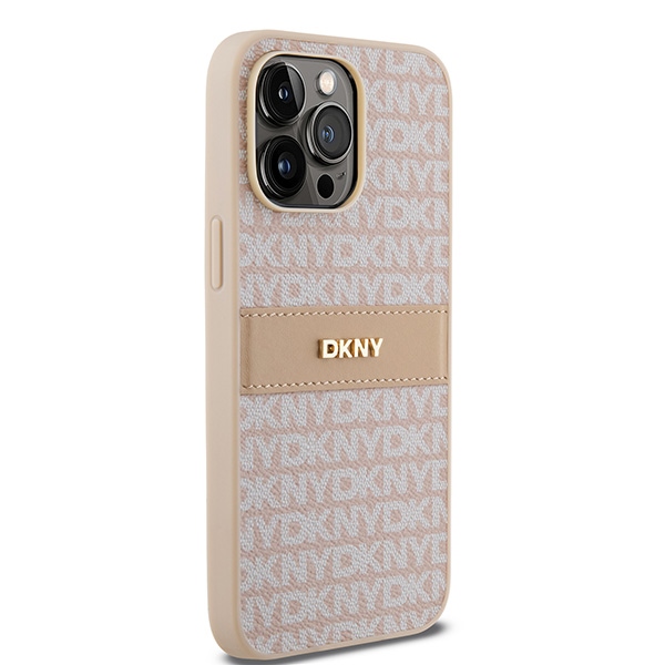 DKNY iPhone 14 Pro Case Mono Stripe & Metal Logo, Pink