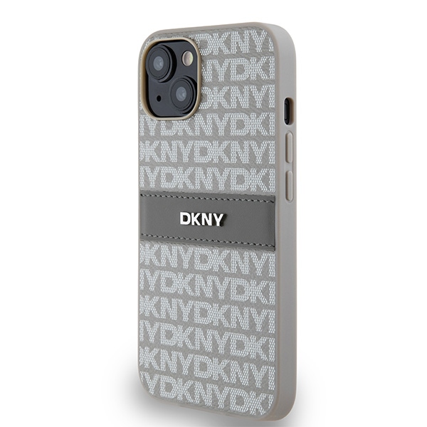 DKNY iPhone 15 / 14 / 13 Case Mono Stripe & Metal Logo, Beige