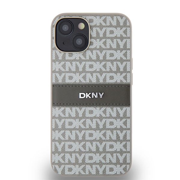 DKNY iPhone 15 / 14 / 13 Case Mono Stripe & Metal Logo, Beige