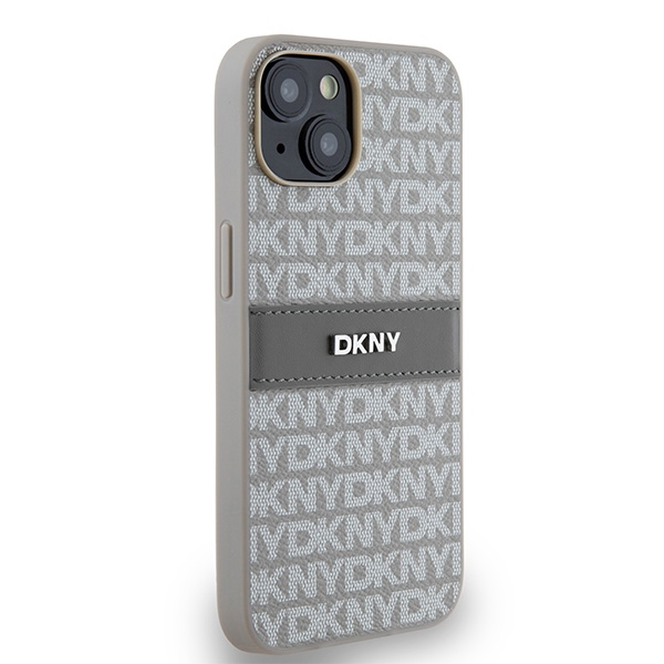DKNY iPhone 15 / 14 / 13 Case Mono Stripe & Metal Logo, Beige