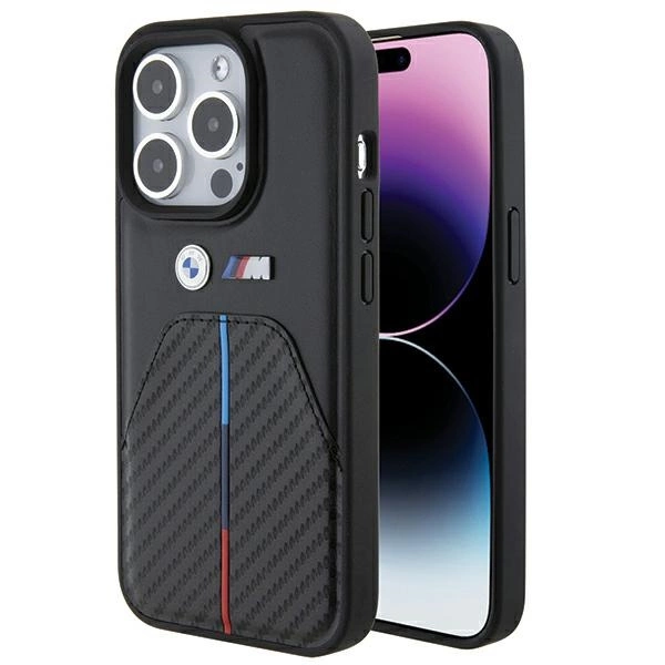 BMW Stamped Tricolor Stripe Case for iPhone 15 Pro - black