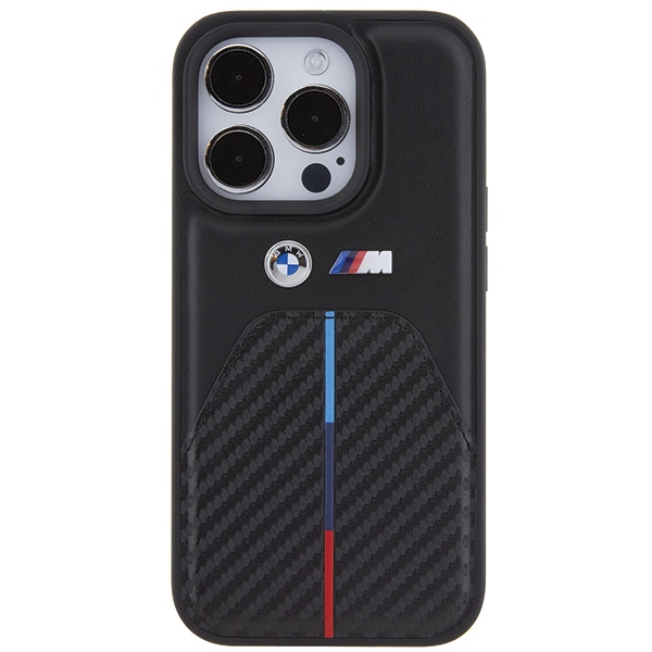 BMW iPhone 15 Pro Case Stamped Tricolor Stripe, Black