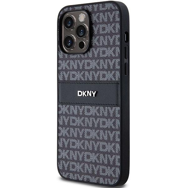 DKNY iPhone 14 Pro Max Case Mono Stripe & Metal Logo, Black