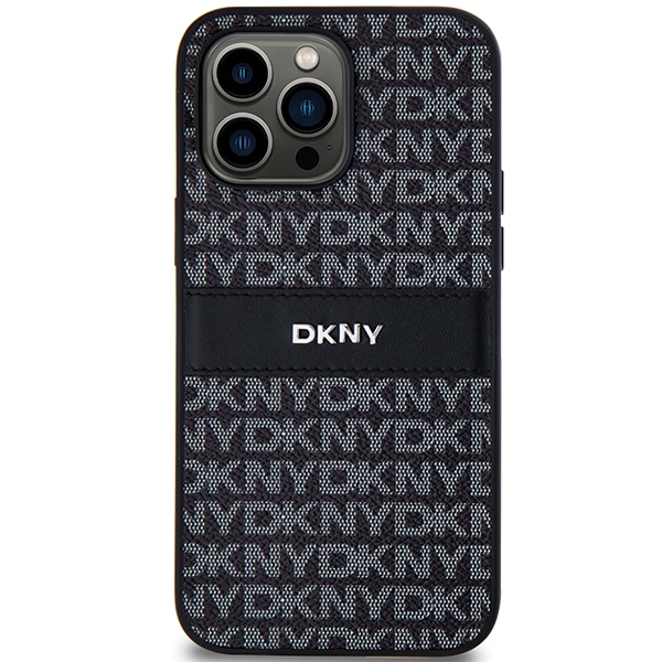 DKNY iPhone 14 Pro Max Case Mono Stripe & Metal Logo, Black