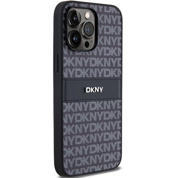 DKNY iPhone 14 Pro Max Case Mono Stripe & Metal Logo, Black