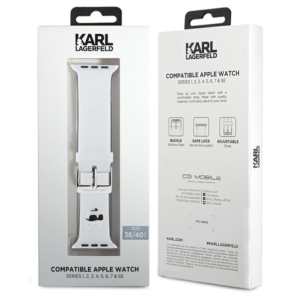 Karl Lagerfeld Apple Watch 38/40/41mm Strap 3D Rubber Choupette Heads, White