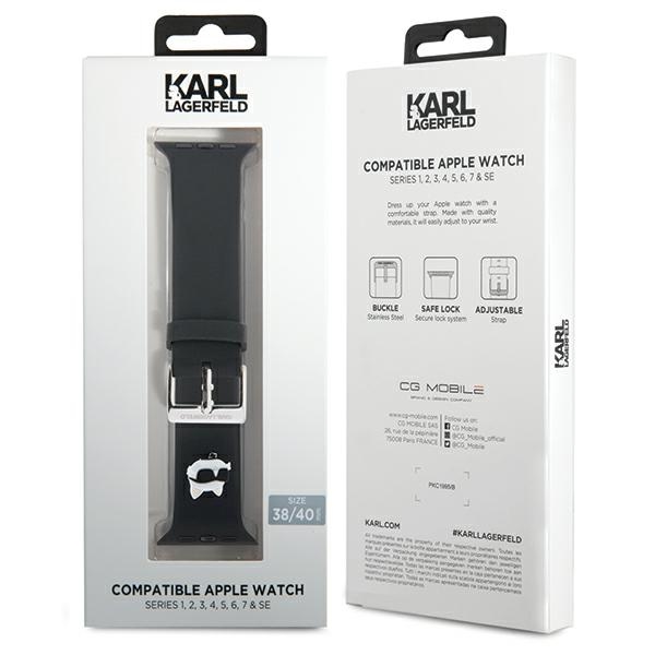 Ремешок Karl Lagerfeld для Apple Watch 38/40/41mm 3D Rubber Choupette, черный