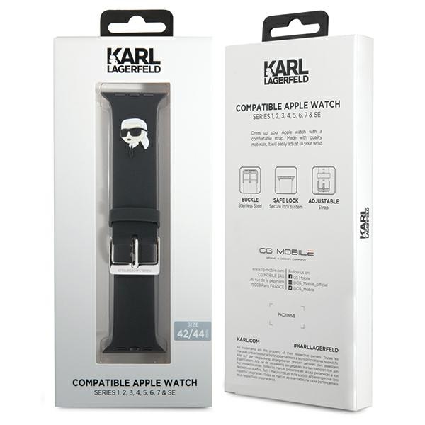 Karl Lagerfeld Apple Watch 42/44/45/49mm Strap 3D Rubber Karl Head, Black