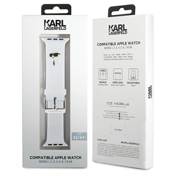 Karl Lagerfeld Apple Watch 42/44/45/49mm Strap 3D Rubber Karl Head, White