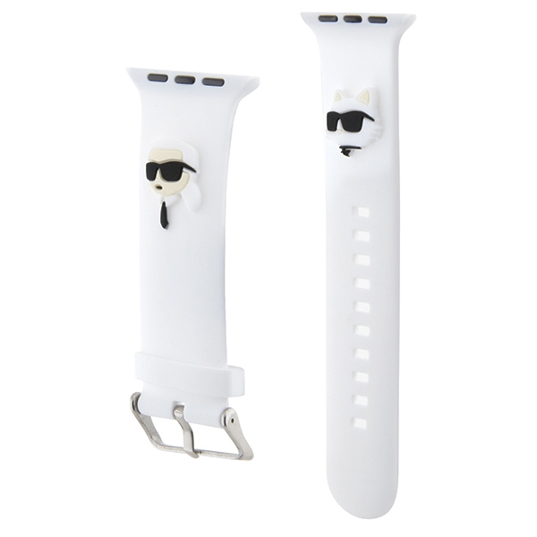 Karl Lagerfeld Apple Watch 42/44/45/49mm Strap 3D Rubber Karl & Choupette, White