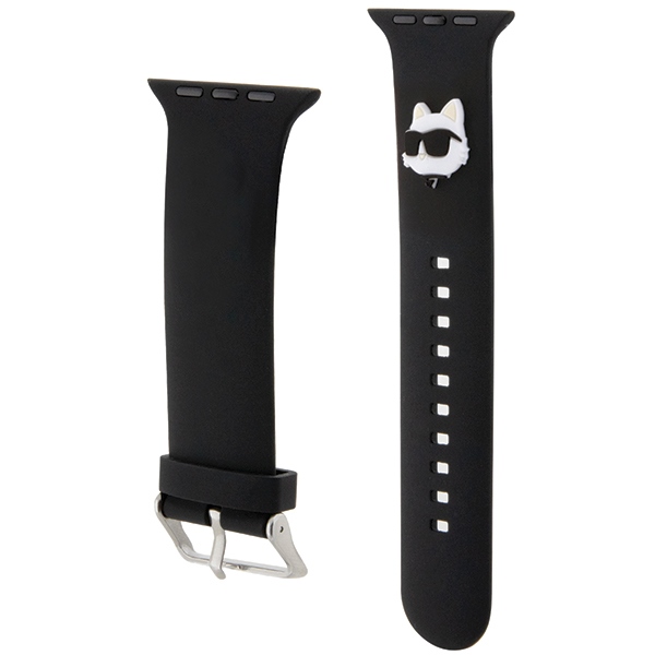 Karl Lagerfeld Apple Watch 42/44/45/49mm Strap 3D Rubber Choupette Head, Black