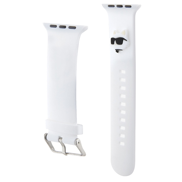Karl Lagerfeld Apple Watch 42/44/45/49mm Strap 3D Rubber Choupette Head, White