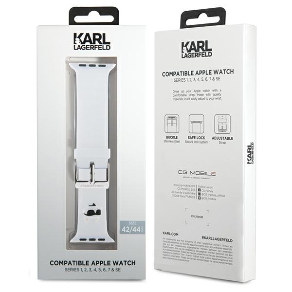 Karl Lagerfeld Apple Watch 42/44/45/49mm Strap 3D Rubber Choupette Head, White