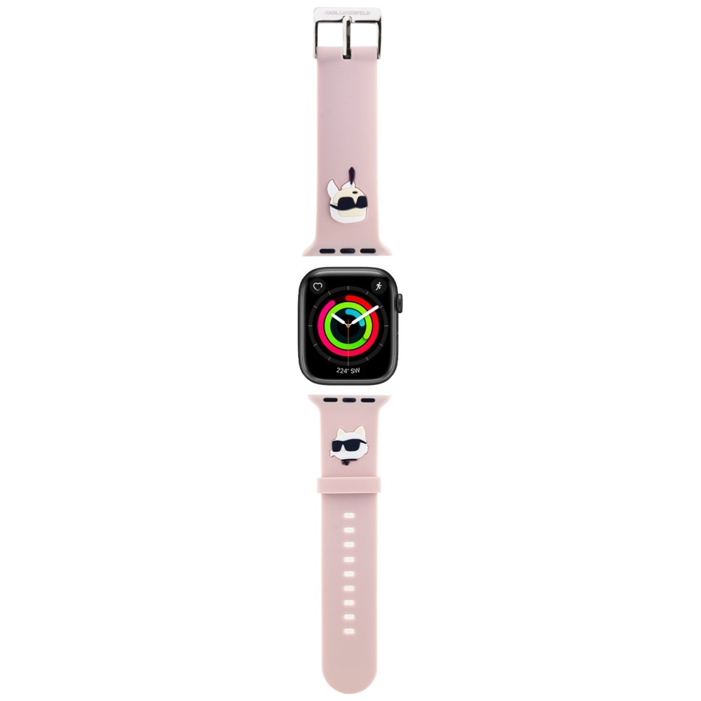 Karl Lagerfeld 3D Rubber Karl&Choupette Heads strap for Apple Watch 42/44/45/49mm - pink