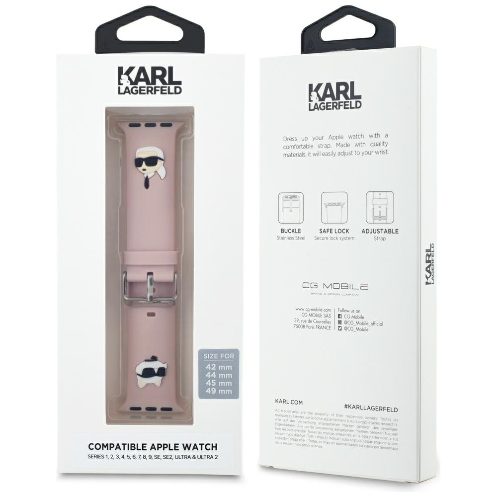 Karl Lagerfeld Apple Watch 42/44/45/49mm Strap 3D Rubber Karl&Choupette, Pink