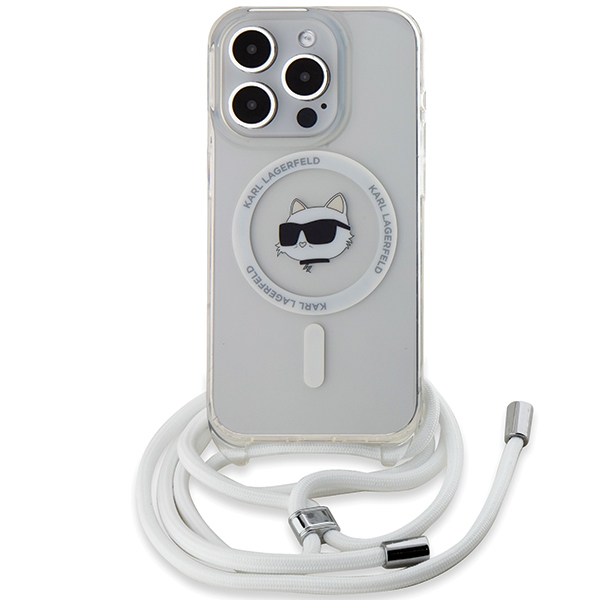 Karl Lagerfeld iPhone 14 Pro Max Case IML Choupette Head & Cord MagSafe, Transparent
