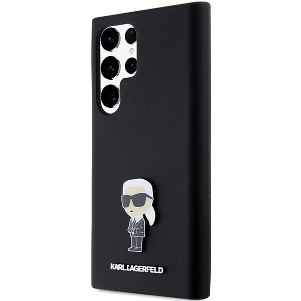 Karl Lagerfeld Samsung Galaxy S24 Ultra Case Silicone Ikonik Metal Pin, Black